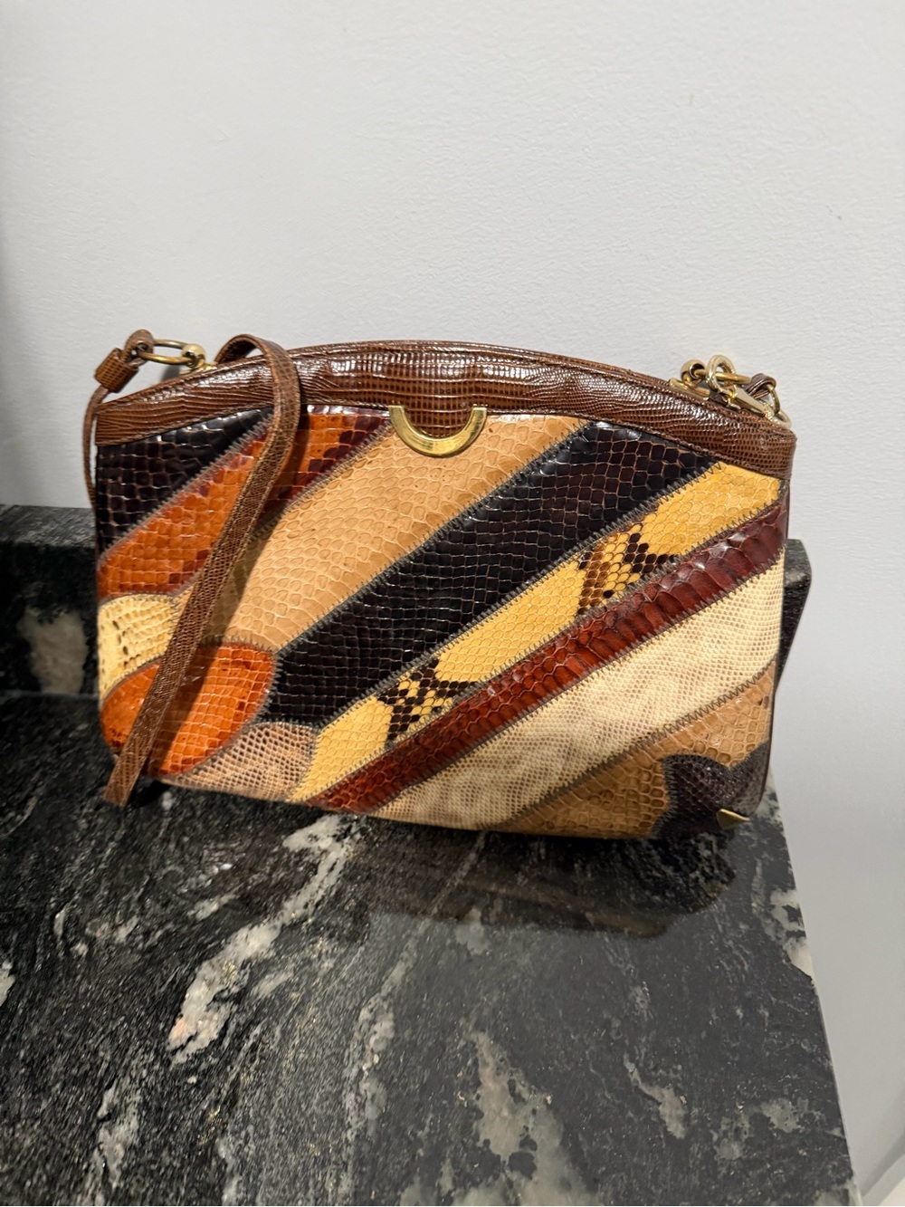 Supreme Multitone Brown & Tan Patchwork Crossbody Bag